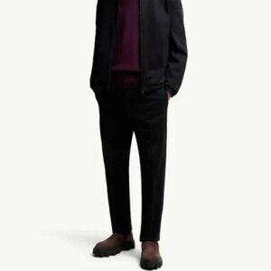 Moncler mid-rise cotton twill chino straight leg ankle crop sport trouser pants